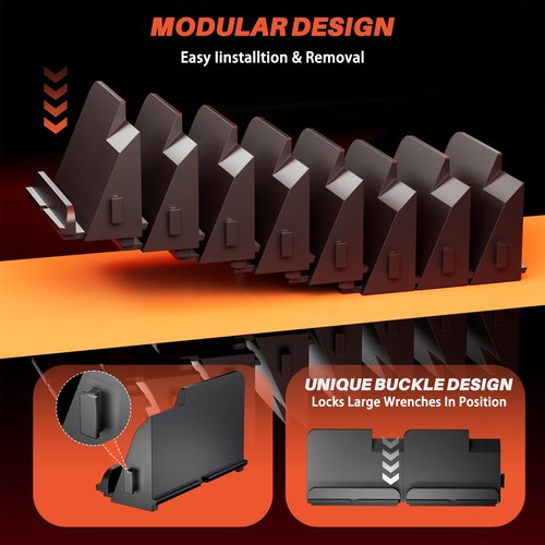 32 PCS Modular Wrench Organizer Wrench Holder - Wrench Tool Organizers for Tool Drawer Storage, Wrench Storage Set with Metric & SAE Label, Wrench Rack Tool Gift for Mechanics, Father, Men, Black