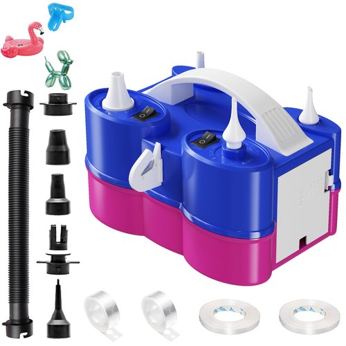 Electric Balloon Pump, 3-in-1 Portable Air Pump for Inflatables and Balloons, Dual Nozzle Balloon Blower Machine for Latex 260q Foil Balloons 110V Inflator Deflator for Pool Floats Air Mattress