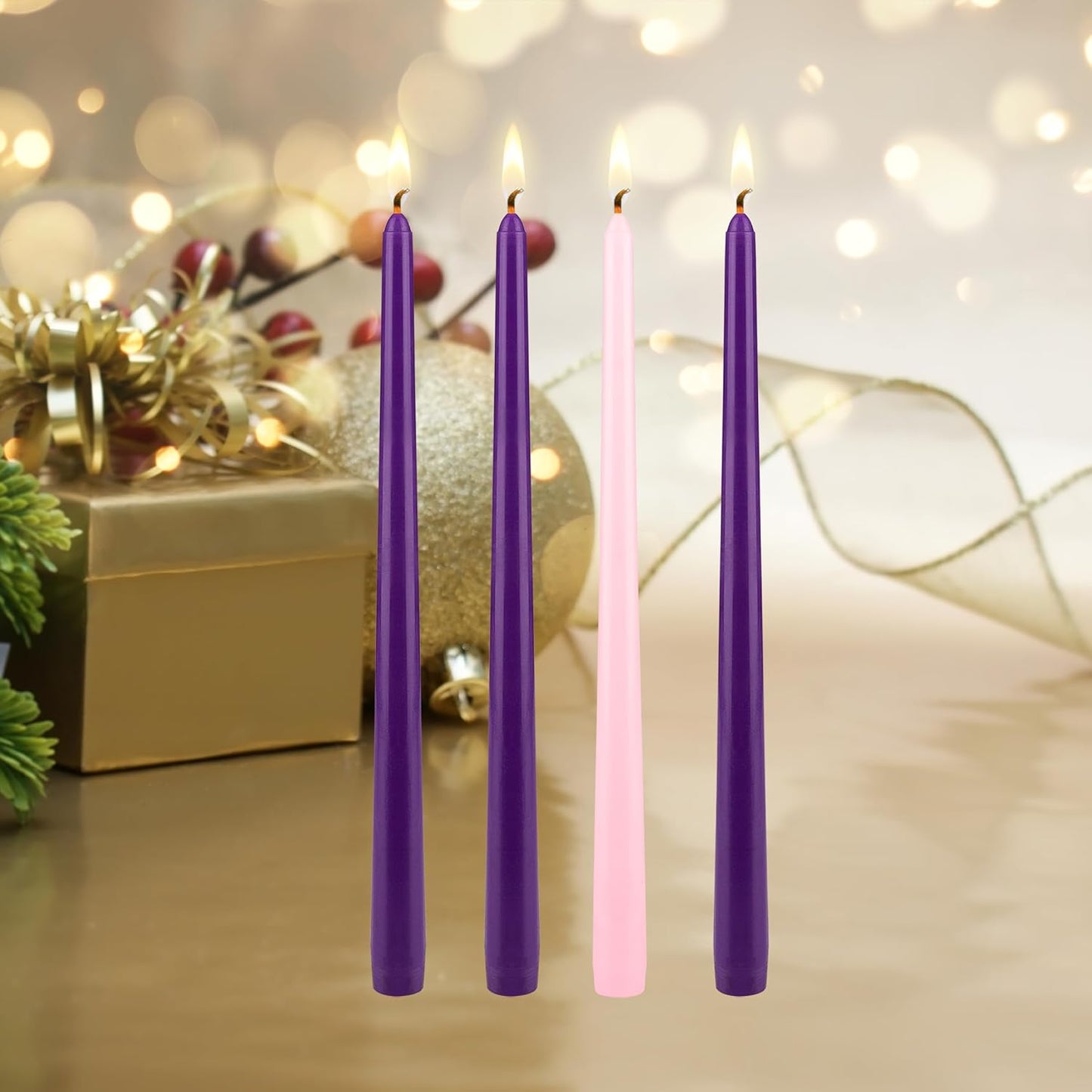 12-Inch Unscented Advent Candles Set - Hand-Poured Premium Wax Taper Candles for Christmas, Events & Gifts (4 pcs)
