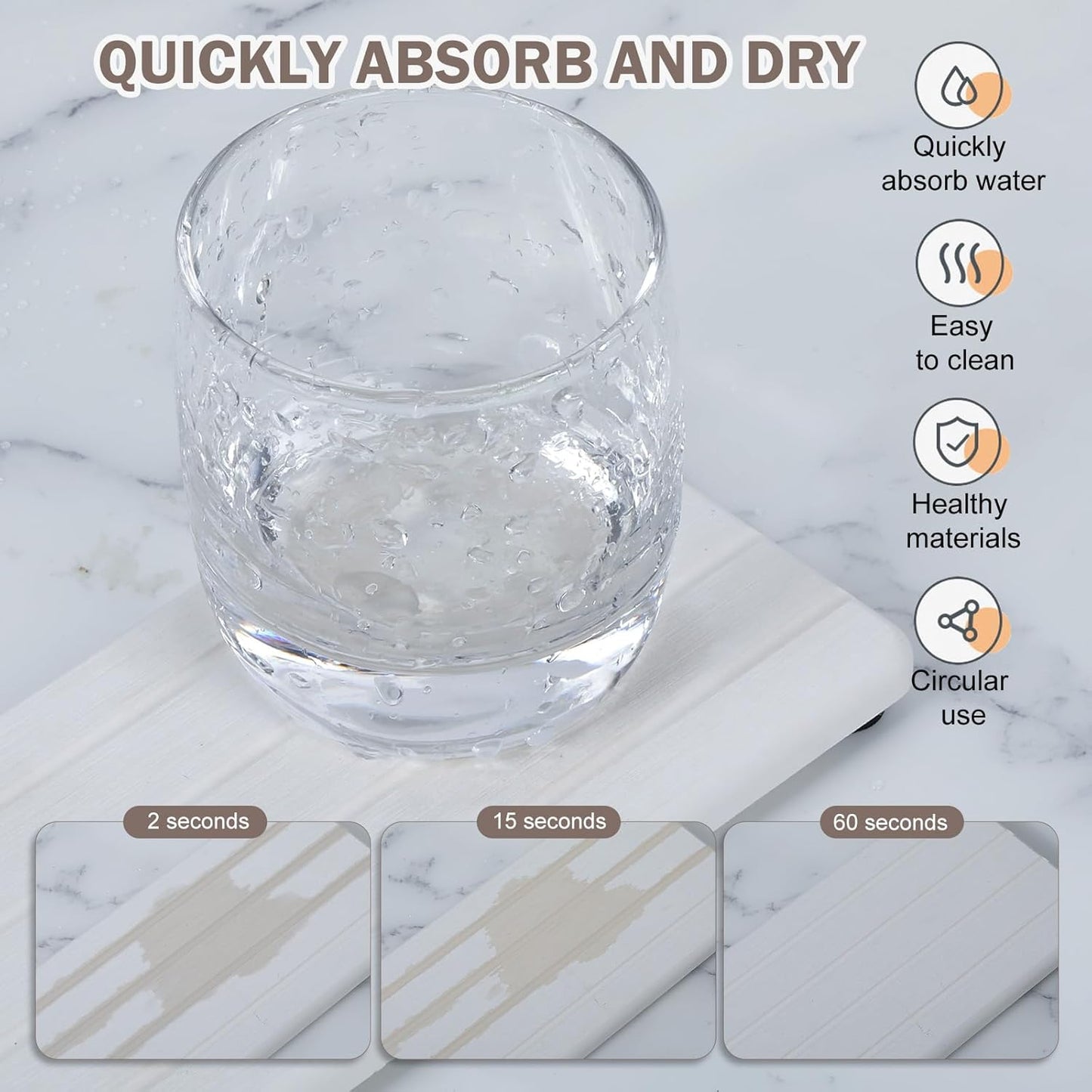 Skiennix Stone Drying Tray - Fast Drying Diatomite Soap Coaster for Bathroom & Kitchen | 4PCS Set