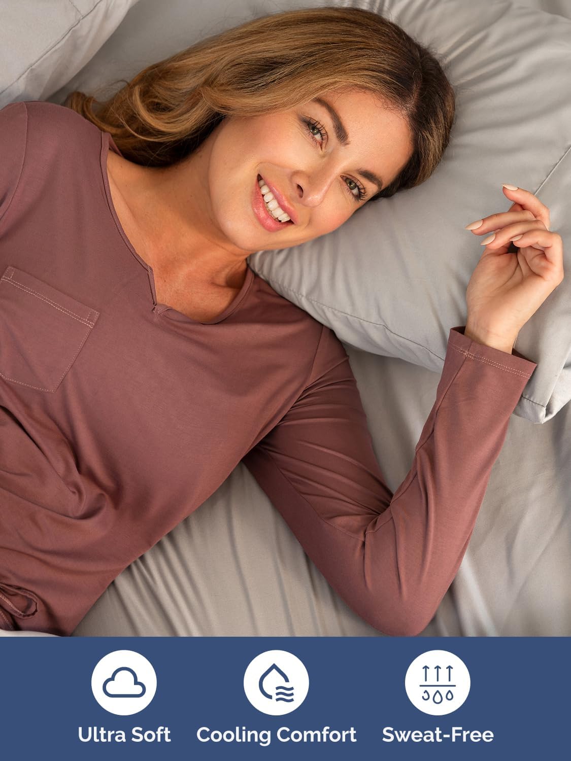 Skiennix Extra Deep Full Sheet Set - 6 Piece Breathable Cooling Bedding - Soft Wrinkle-Free Light Grey