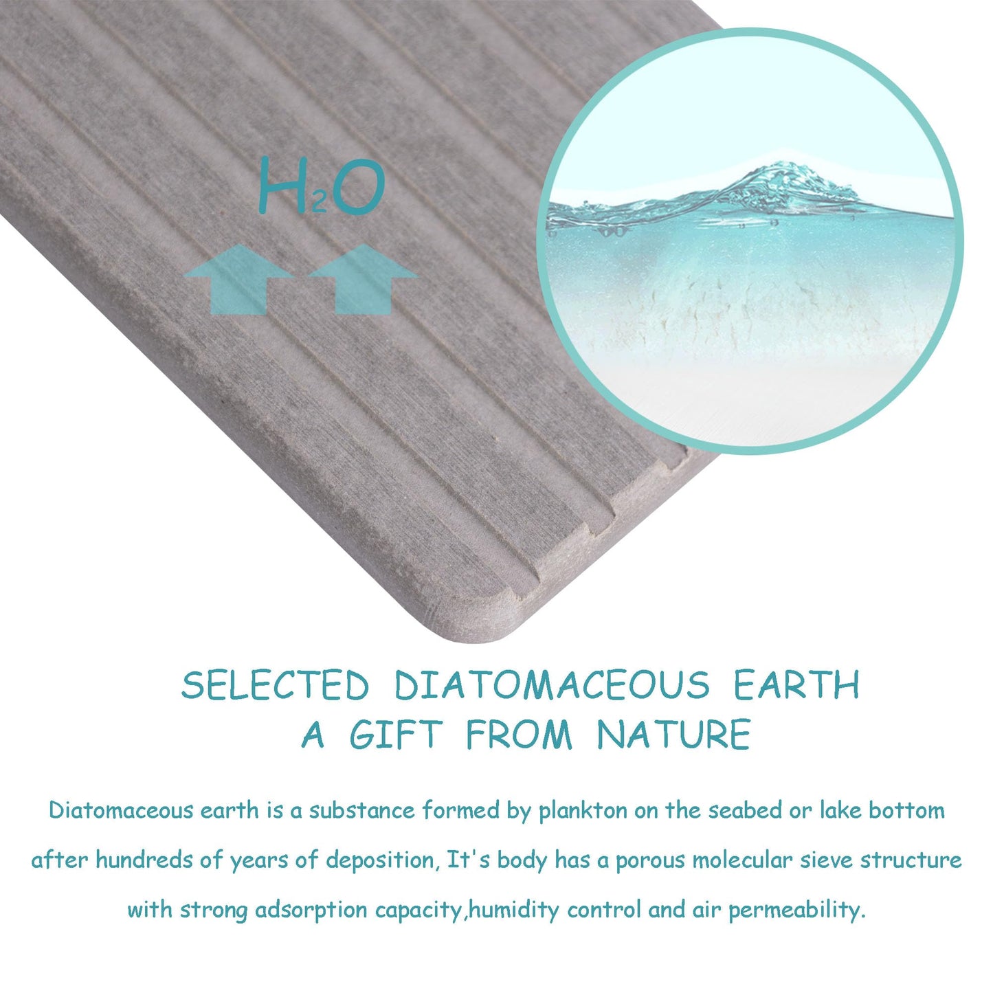 NiuYichee 2 PCS Water Absorbent diatomite Coasters, 8.3" x 4" Water Absorbing Stone Tray for Sink, Stone Drying mat for Kitchen Counter, Stone soap Tray Used for Hand Soaps & toiletries & Plants