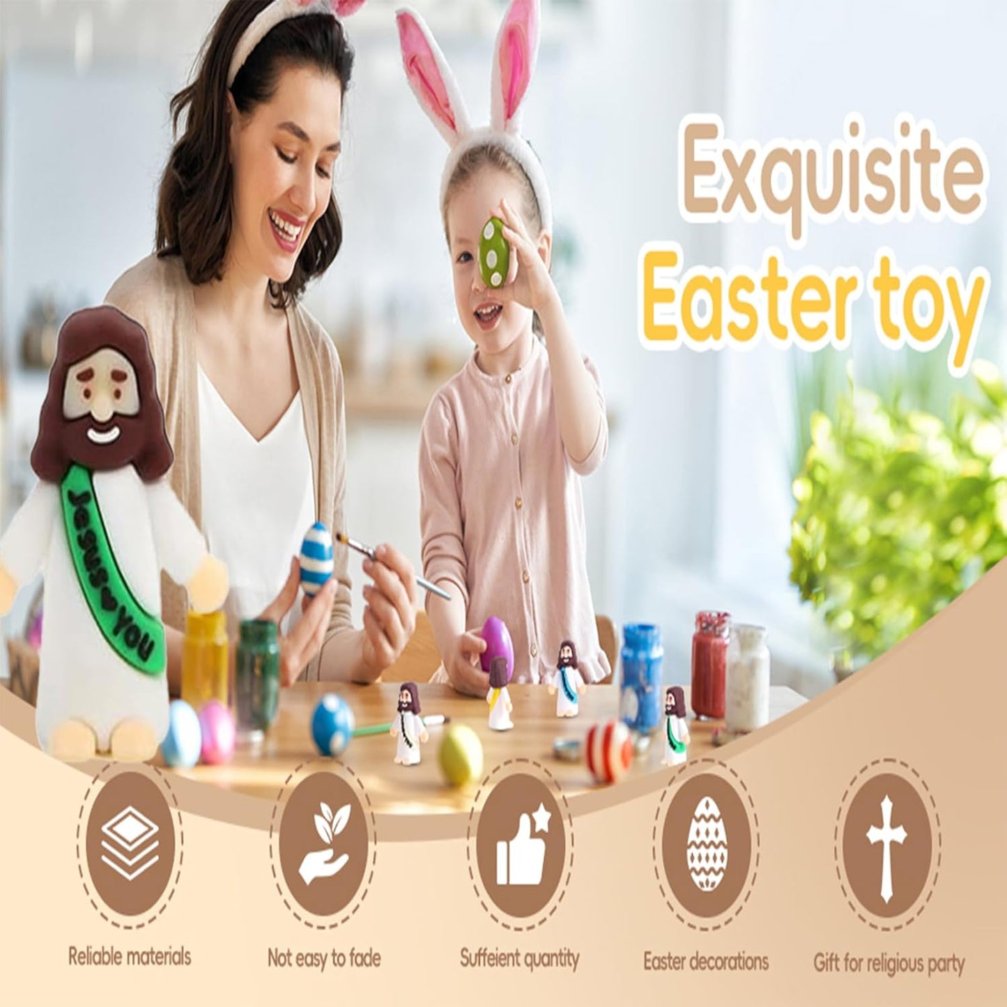 Little Jesus Figures by [Brand Name] - Mini Jesus Figurines for Sunday School | 100-Pack Rubber Toys for Easter Gifts
