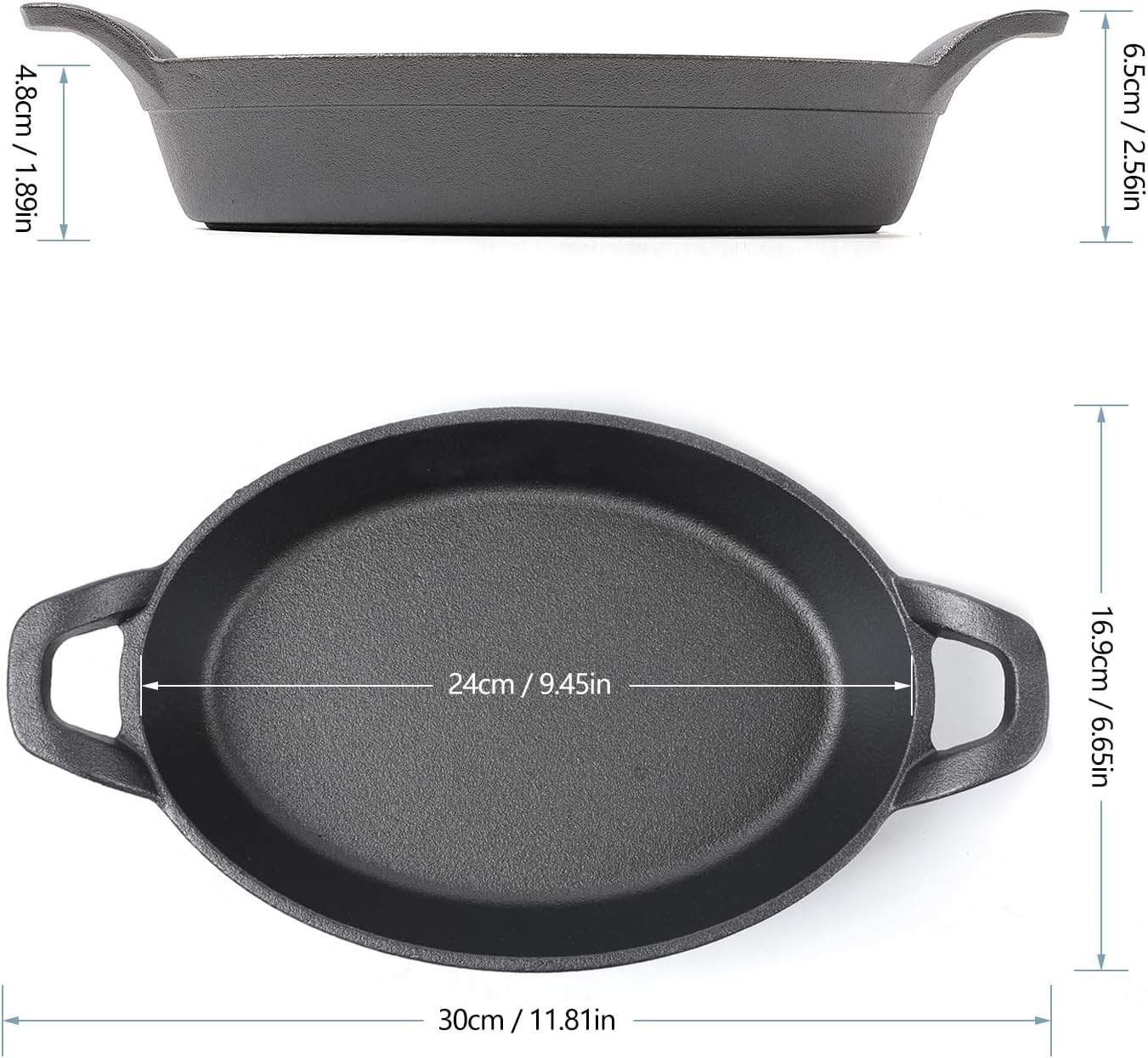 HAWOK Cast Iron Oval Serving Au Gratin Cookware Set of 4………