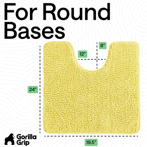 Gorilla Grip Plush Chenille Bath Rug Mat - Soft Microfiber for Oval Toilet Base | Machine Washable, Yellow