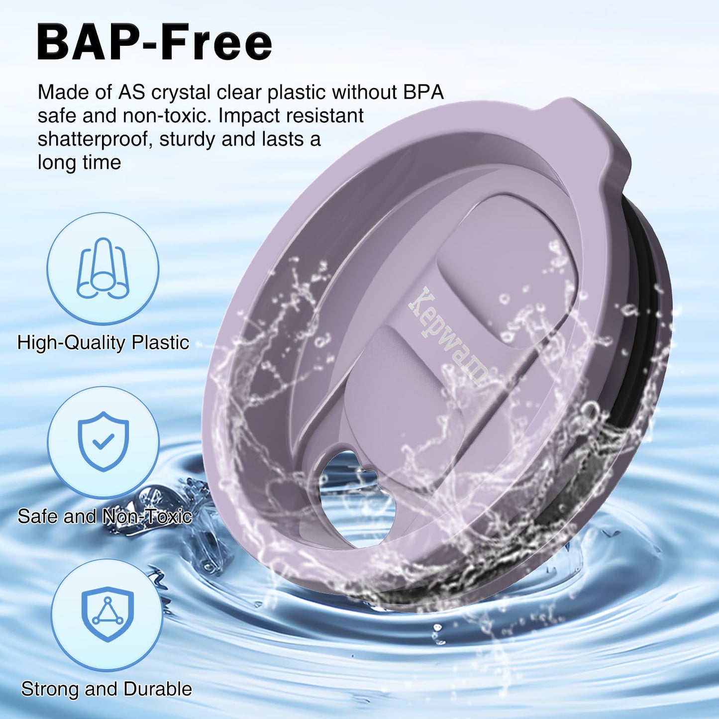 Kepwam Replacement Spill-Resistant Sliding Lid for Kepwam Self Heating Coffee Mug – BPA-Free, Easy to Use & Clean, Compatible with T1, T2 & T2 Plus Smart Mugs (Lilac Violet)