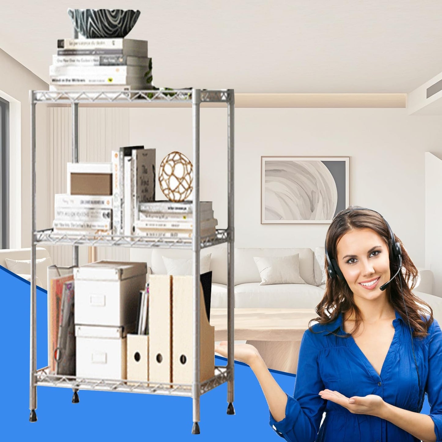 3-Tier Wire Shelving Unit - Heavy-Duty Steel Storage Shelves | 1000 lbs Capacity, Adjustable for Kitchen & Garage
