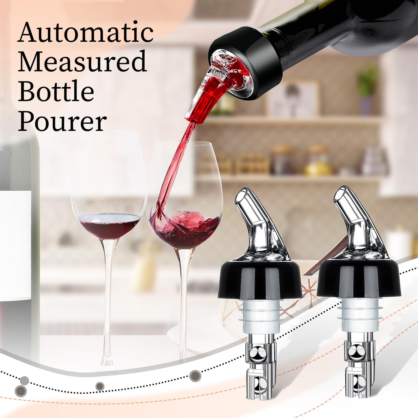Automatic Measured Bottle Pourer - Quick Shot Spirit Measure Pourer Drinks Wine Cocktail Dispenser Home Bar Tools