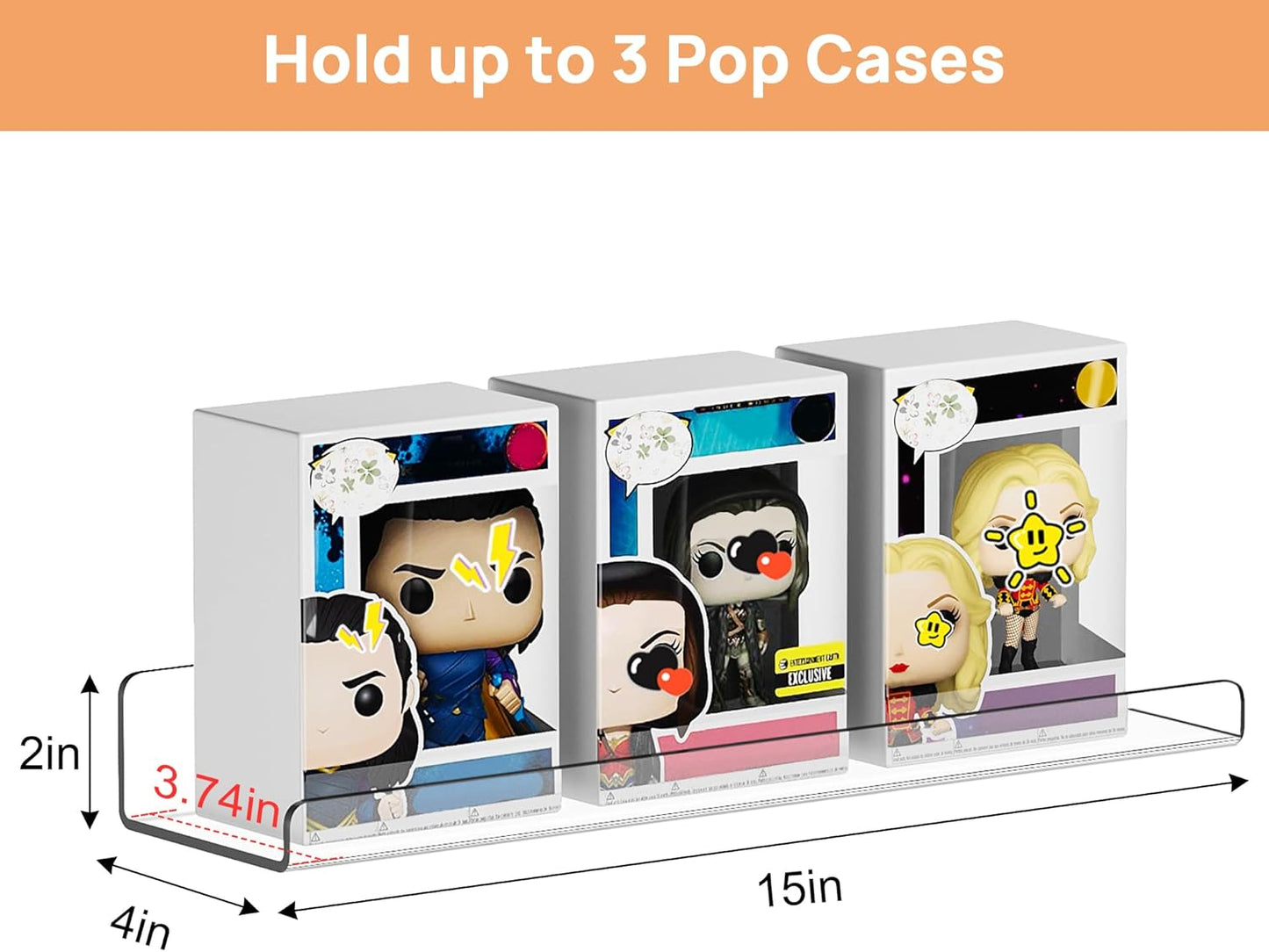 Upsimples 10 Pack Acrylic Shelves - Clear Wall Organizer for Toys, Perfume & Books | 15" Display Shelf