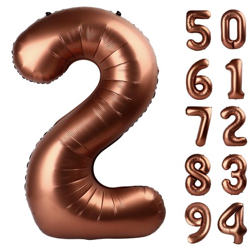 Dark Brown 2 Balloon, Coffee Brown Number Balloons 40 Inch, Chocolate 2nd Balloon Number Birthday Decorations, Second Two Birthday Party Supplies, Number 2