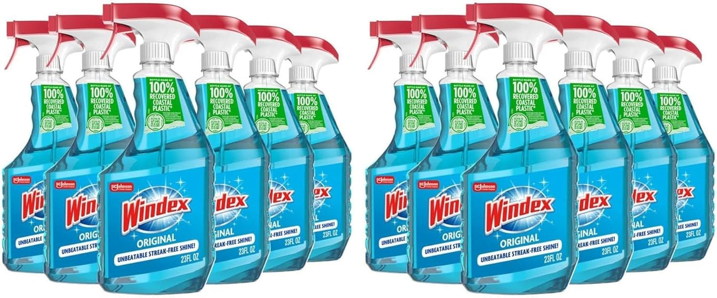 Windex Glass Cleaner Spray - Eco-Friendly 100% Recycled Plastic | Original Blue Scent, 23 Fl Oz (Pack of 2)