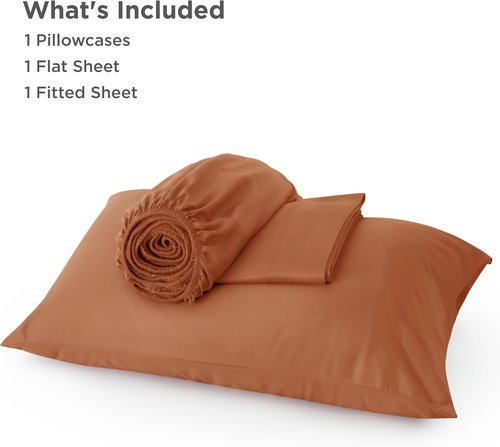 Bedsure Cooling Sheets - Twin XL Bamboo Rayon | Breathable & Soft Deep Pocket Bedding in Burnt Orange