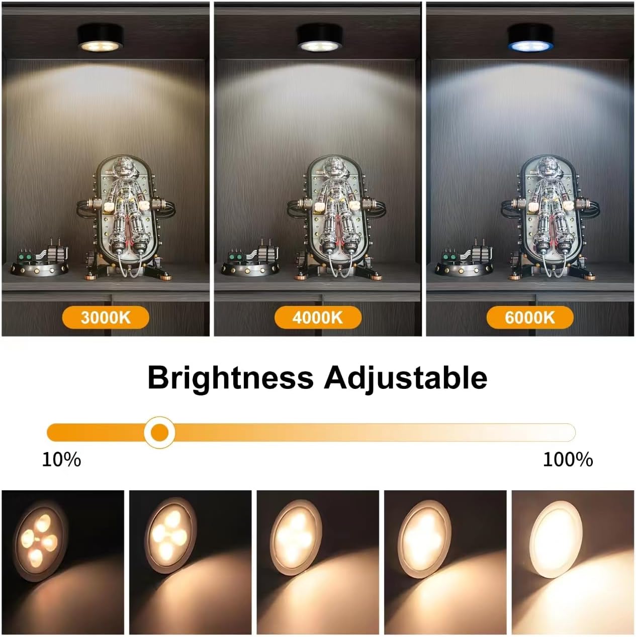 Skiennix 6-Pack Battery Operated Picture Lights - Magnetic, Remote-Controlled, Dimmable Art Display | Ideal for Portraits & Frames