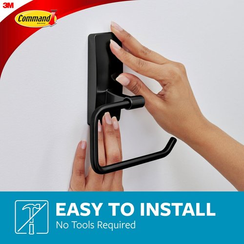 Command Toilet Paper Holder - Matte Black | Water Resistant & Rust Resistant Bathroom Organizer