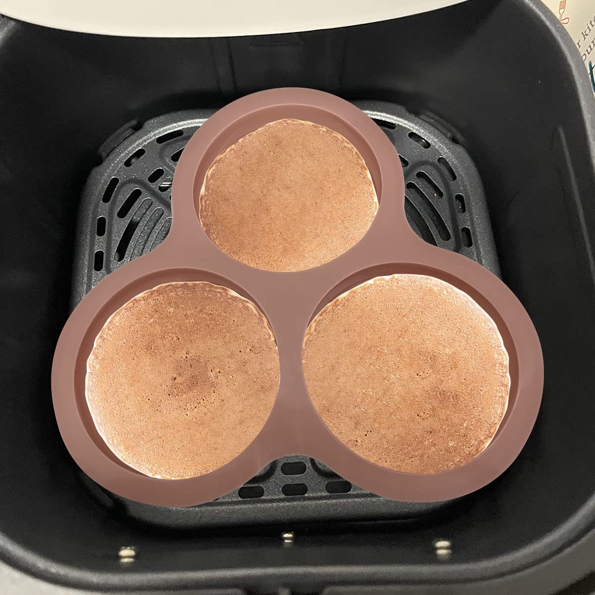 KVZVK Reusable Egg Pan for Air Fryer - 3 Cavity Non-Stick Baking Pan, Hamburger Bun Mold, Accessory