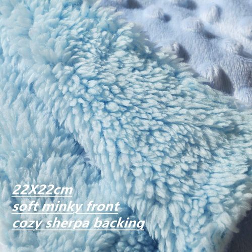 CREVENT Cozy Plush Baby Security Blanket - Minky Dot Front & Sherpa Back, Blue Bear Design
