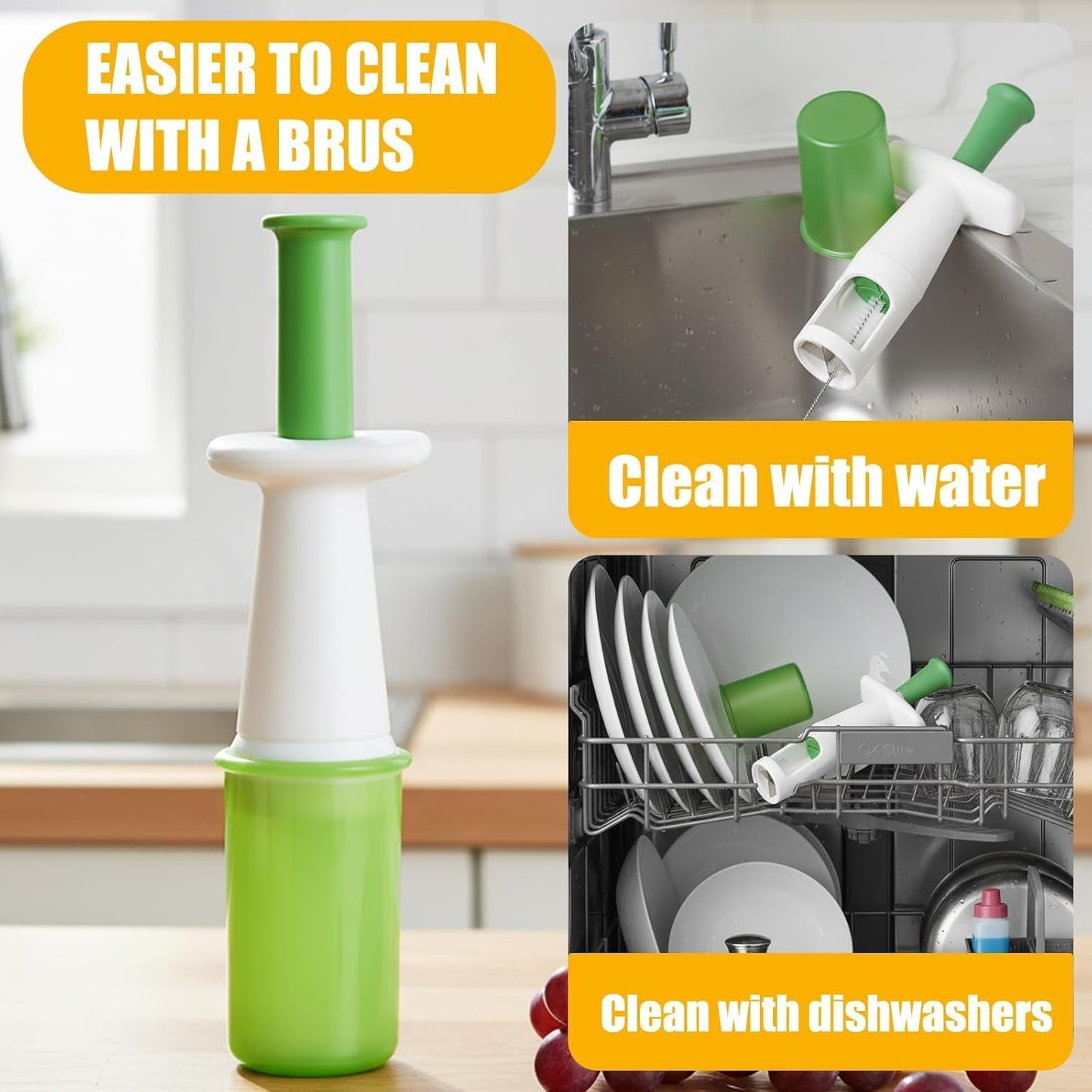 Skiennix Grapes Cutter - 3-Pack Toddler-Friendly Fruit & Veggie Slicer | Ideal for Salads & Snacks - Green Cross Blade