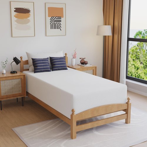 FDW 14-Inch Twin Gel Memory Foam Mattress - Medium Firm | CertiPUR-US Certified | Pressure Relief & Cooling Cover