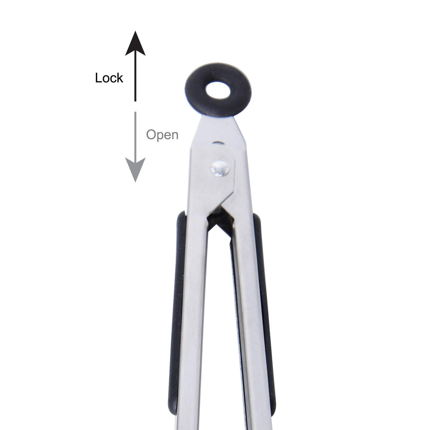 Farberware Mini Tongs Set of 2, 8 Inch Nylon Tip Kitchen Tongs for Cooking and Serving, Stainless Steel Arms with Soft-Grip Handles, Locking Mechanism, Black, Dishwasher Safe