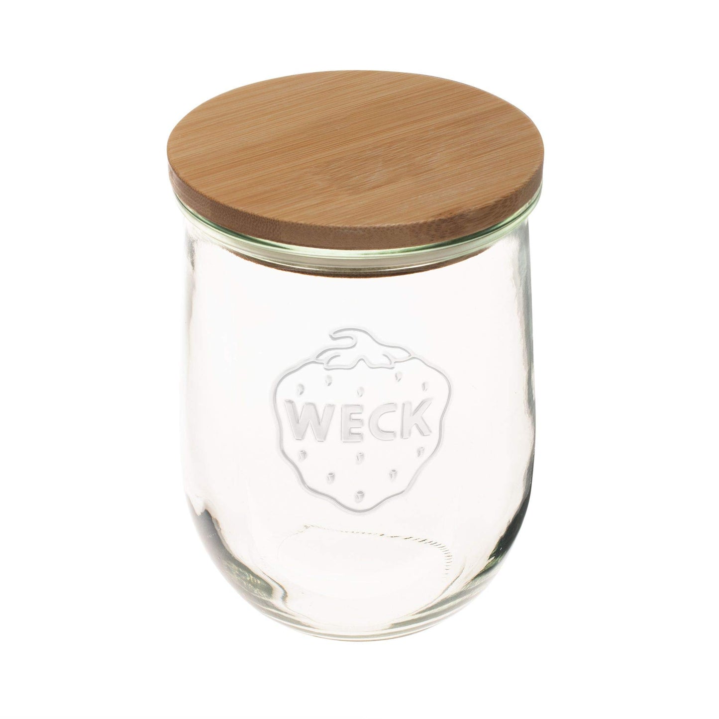 Weck Tulip Jar - 35.9 fl. oz (1 Liter) - Large Glass Container for Sourdough Starter, Canning, and Storage - Includes Glass Lid & Wooden Lid