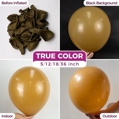 Bezente Brown Giant Balloons - 36 Inch Jumbo Coffee Brown Latex Balloons | 8 Pack for Parties & Events