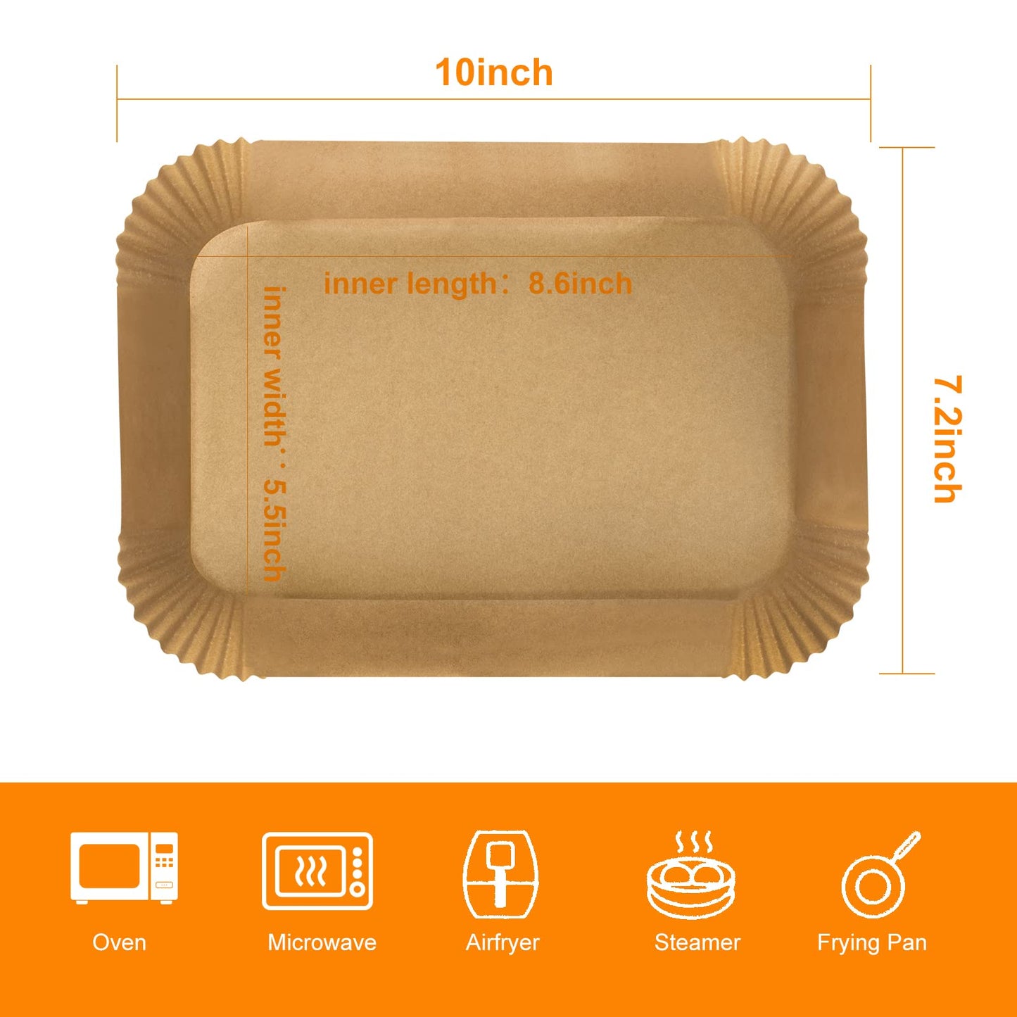 MooManGoo Air Fryer Disposable Liners, Air Fryer Liners Rectangle 8.6x 5.5'', Air fryer Parchment Paper Liners, Accessories Baking Paper (100pcs)