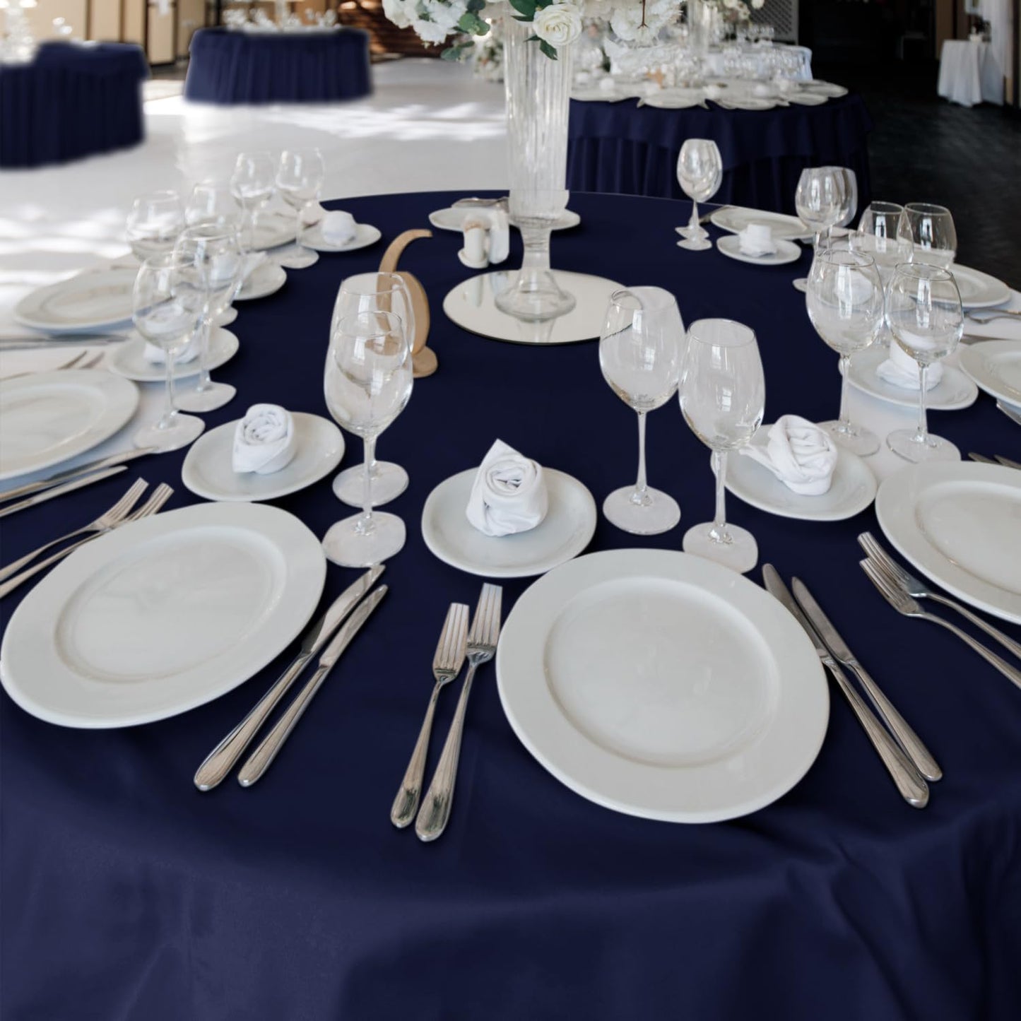 Fitable 6 Pack Navy Round Table Clothes - 70 Inches in Diameter - Stain Resistant and Washable Tablecloths, Polyester Fabric Table Covers for Wedding, Party, Banquet, Gathering