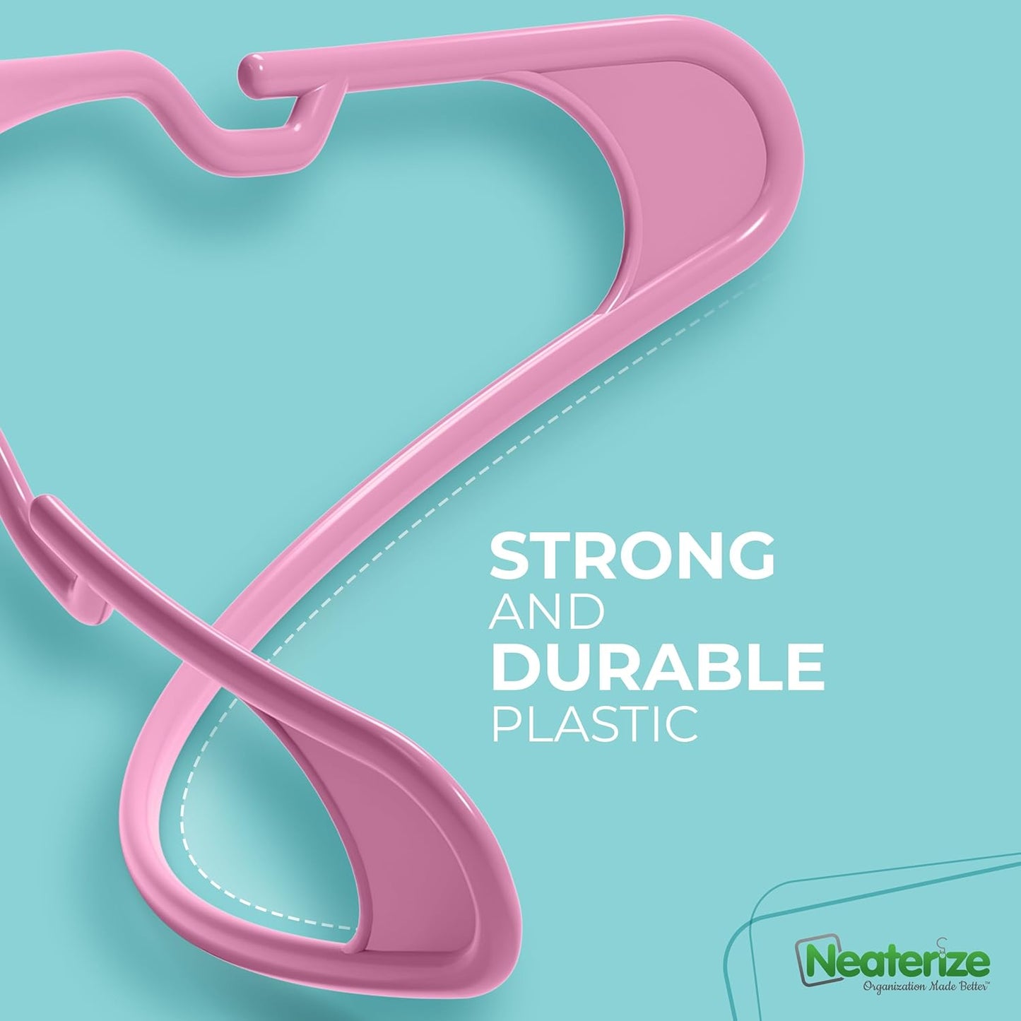 Neaterize Clothes Hangers - Space-Saving Plastic Hangers for Adults | 50-Pack in Pink