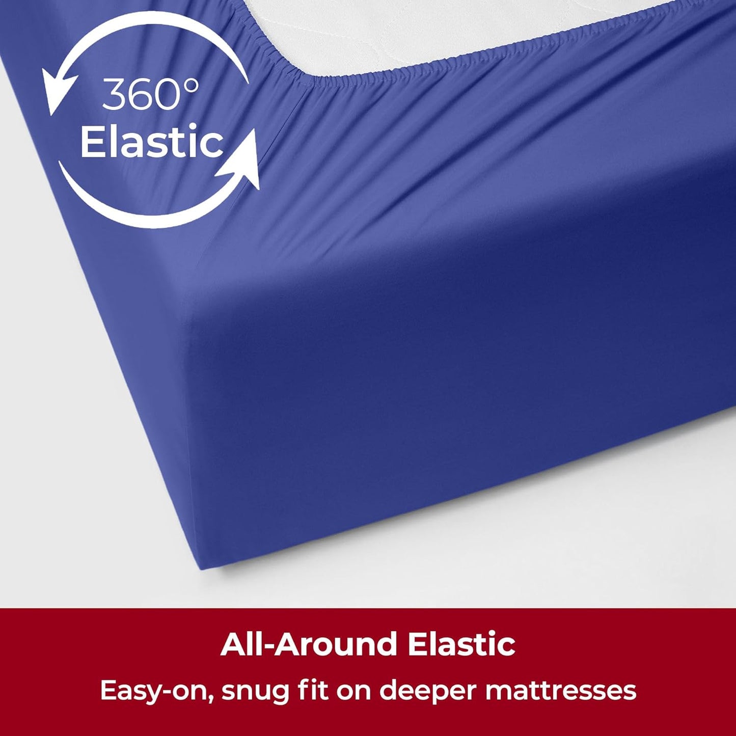 Mellanni Extra Deep Split King Sheets - Hotel Luxury Bedding Set | Ultra Soft, Cooling, Stain Resistant (Royal Blue, 5 PC)