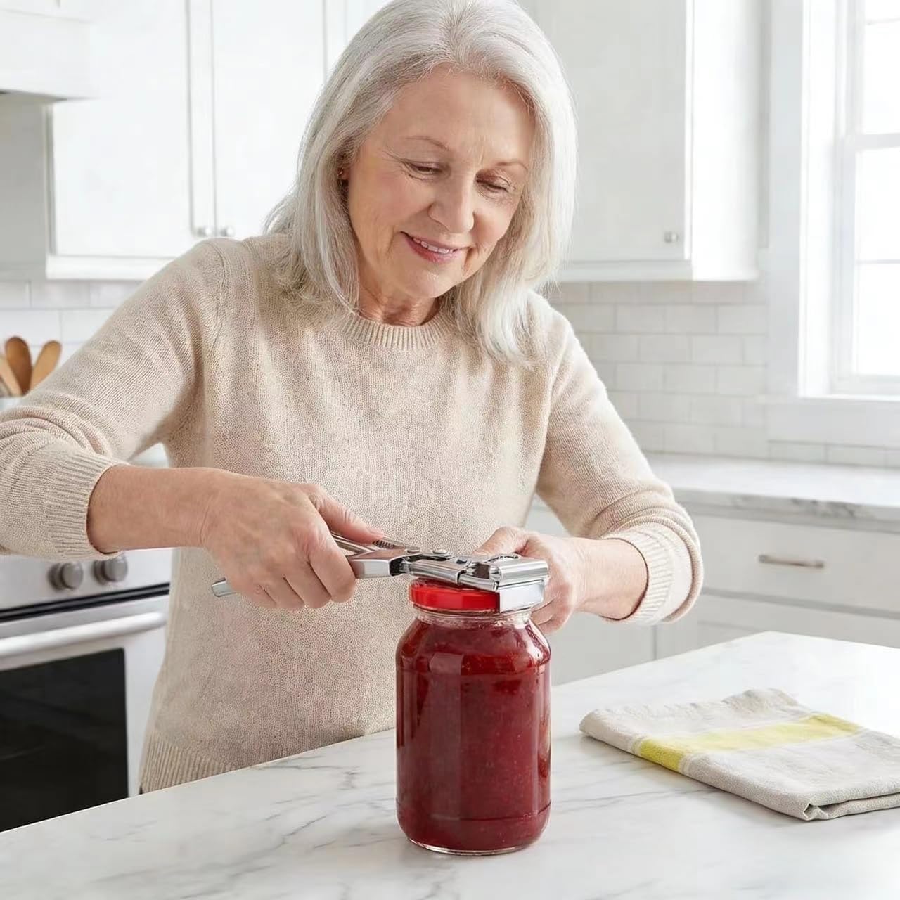 Skiennix Stainless Steel Jar Opener - Adjustable & Multifunctional Tool for Weak Hands | Ideal for Seniors with Arthritis