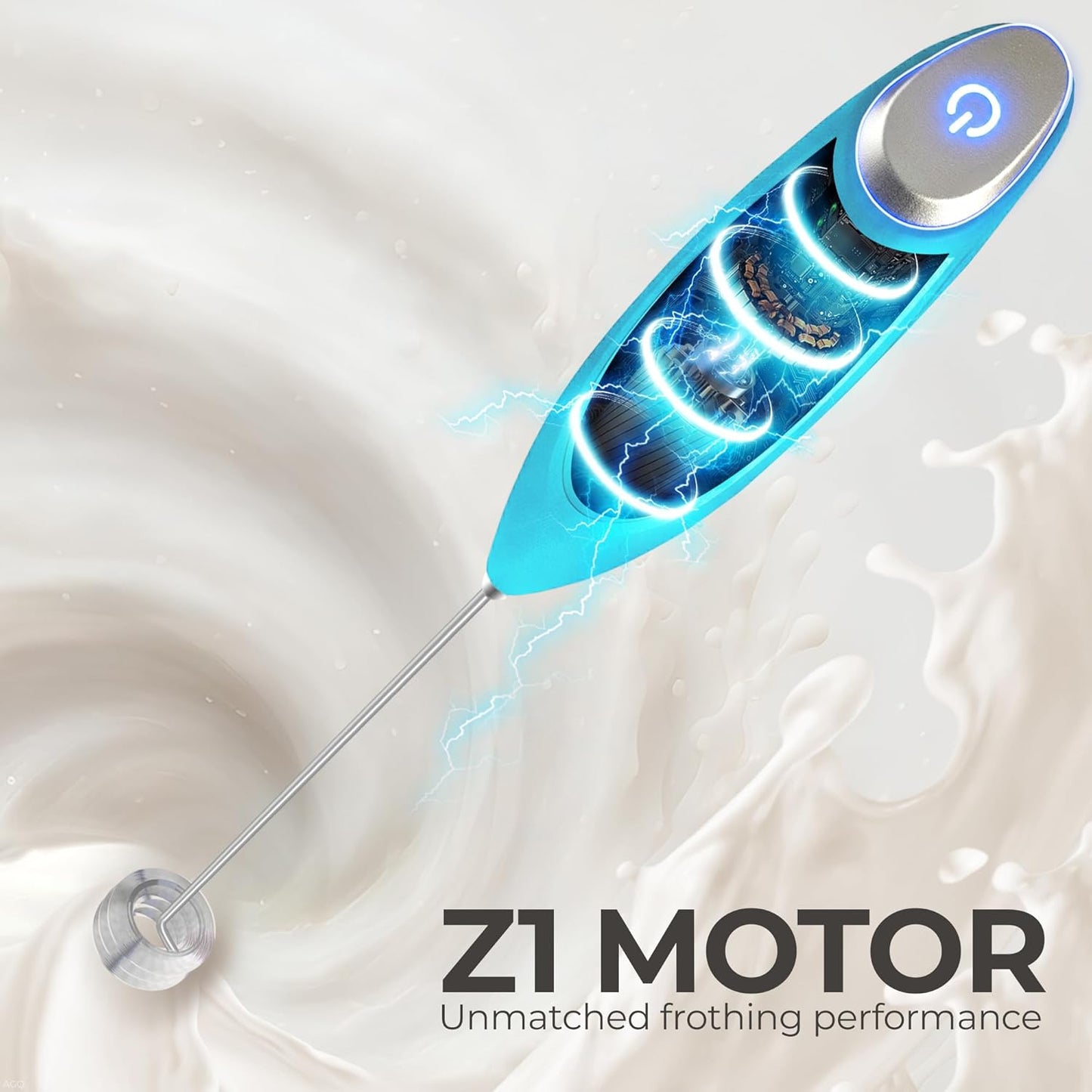 Zulay Kitchen Tornado Triple Whisk Milk Frother - Handheld Foam Maker for Coffee & Lattes | Teal Blue, Includes 4 Duracell Batteries