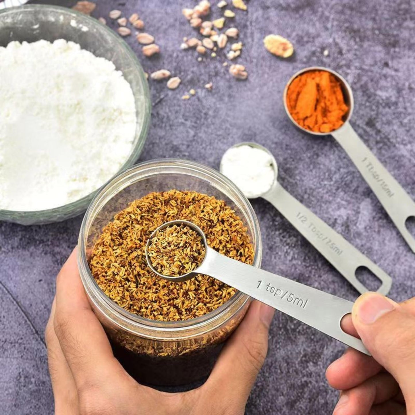 YUNNKEEY 14PCS Measuring Spoons Set, 1 tbsp, 1/2 tbsp, and 1-1/16tsp Stainless Steel Measuring Spoons for Cooking Baking Spice Jars and Liquid Ingredients