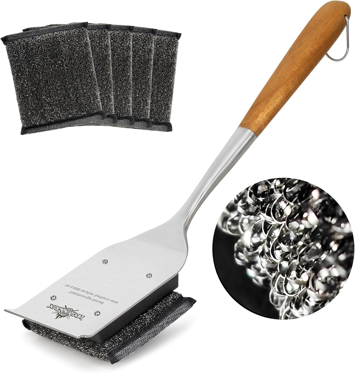 XUDAKAIXIN Grill Brush - Bristle-Free Design with 5 BBQ Replacement Heads | Perfect for Cast Iron & Stainless Steel Grates