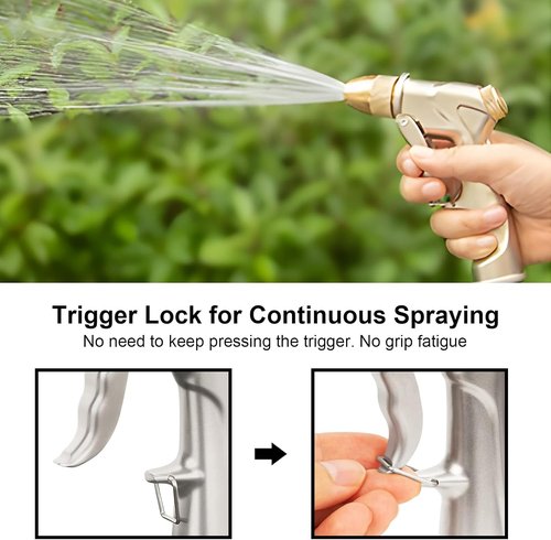 Heavy Duty Metal Hose Nozzle by Upgraded | 4 Spray Patterns for High Pressure Watering & Car Washing