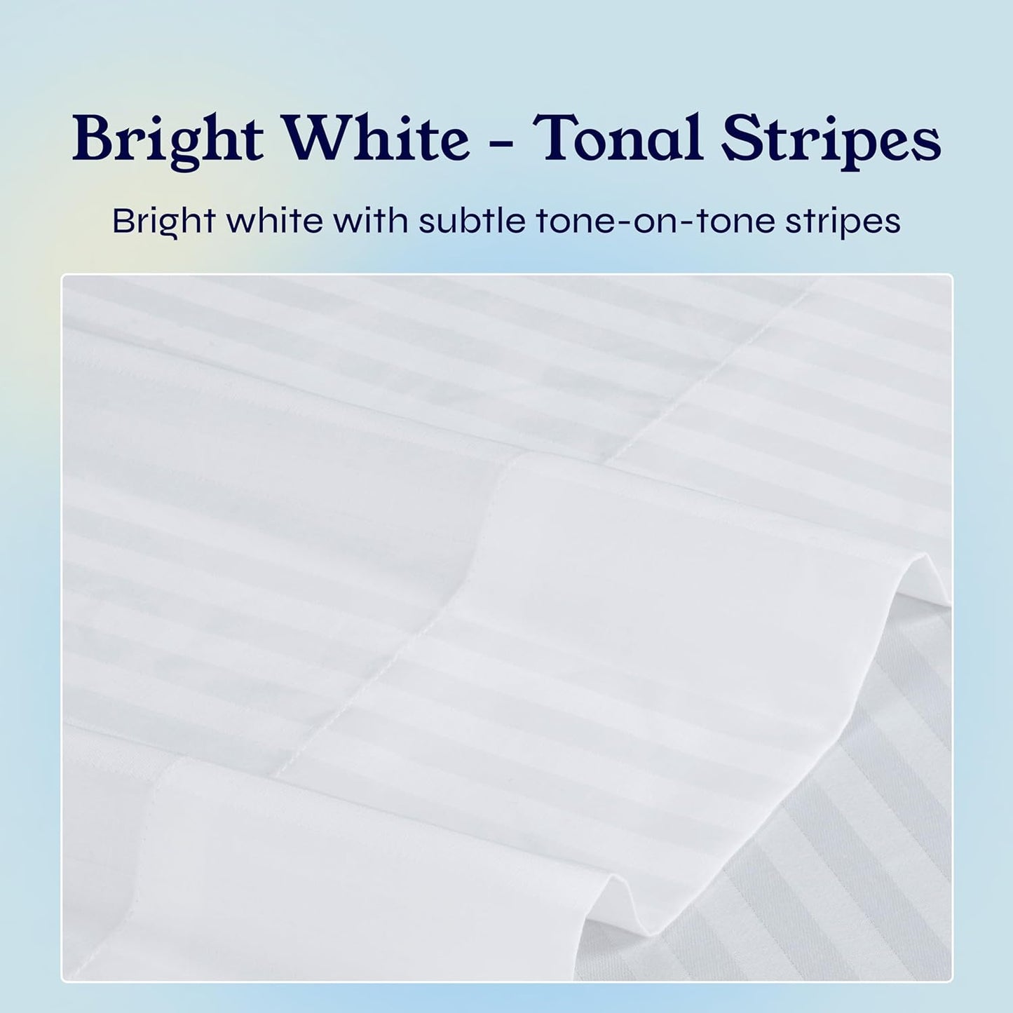 California Design Den King Sheet Set - 100% Cotton, 400 TC, Silky Smooth Sateen, Deep Pockets | Striped White