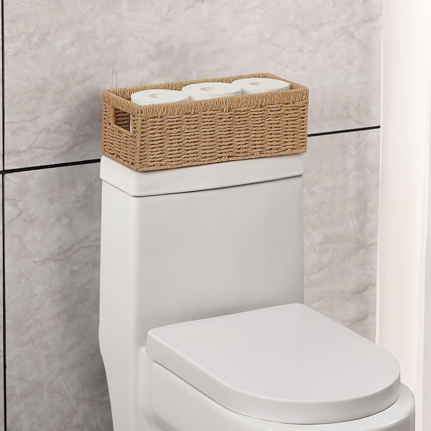Vagusicc Wicker Storage Baskets - Natural Paper Rope Baskets with Handles for Organizing | 2-Pack