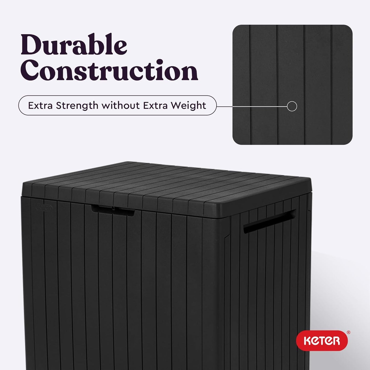 Keter City 30 Gallon Resin Outdoor Storage Box - Stylish Patio Furniture & Garden Accessory | Dark Grey