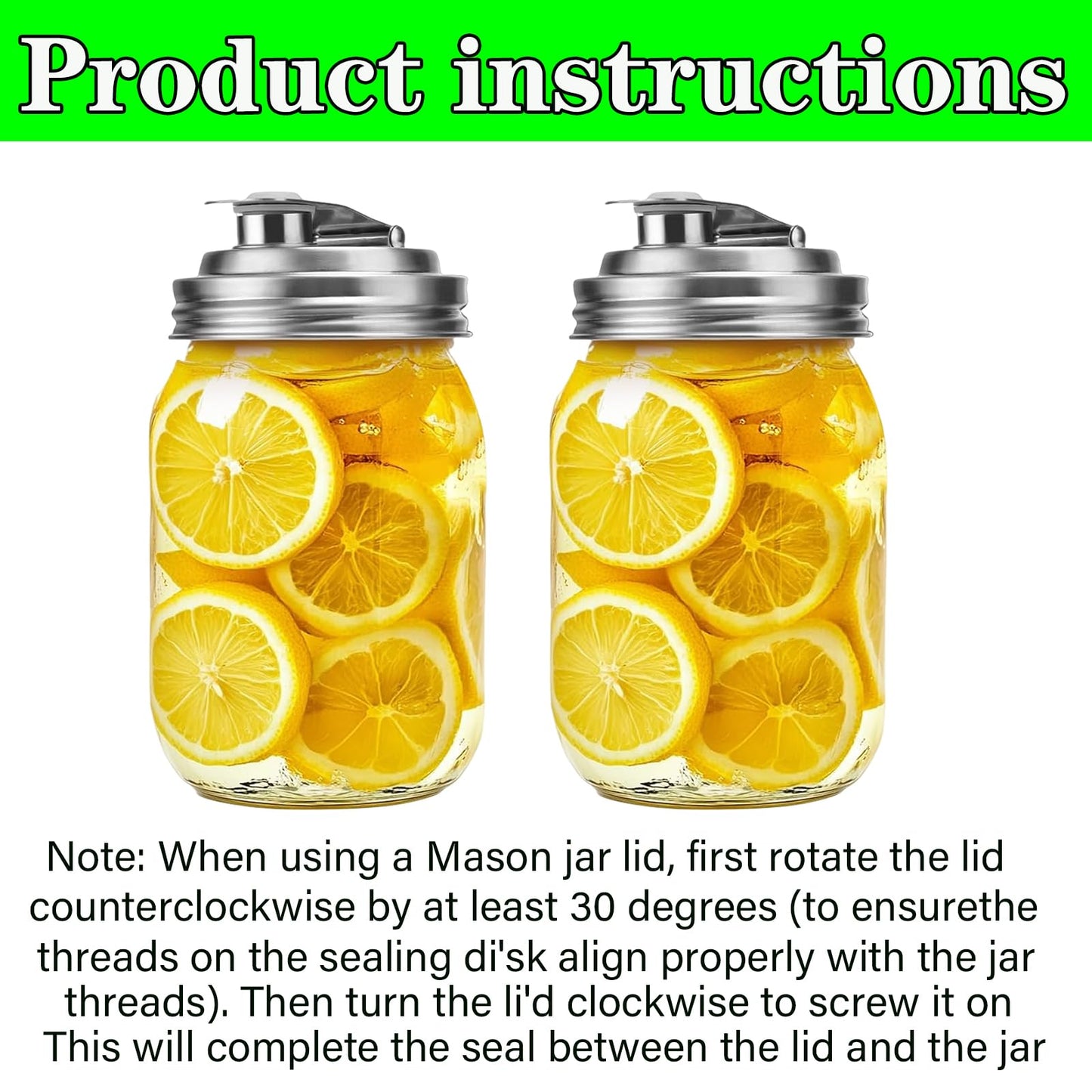 Mason Jar Wide Mouth Lid Stainless Steel Pour Spout Flip Cap,2 Pack Mason Jar Anticracking Pitcher Rust Leak Proof Seal Cover for Home Brewing Fruit Fermenting Drinks Salad (Wide Mouth)