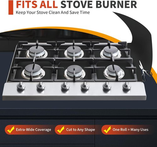 Buself Large Roll-Up Oven Liners - 17” x 75” Non-Stick, Reusable Heavy-Duty Mats | BPA & PFOA Free (Black)
