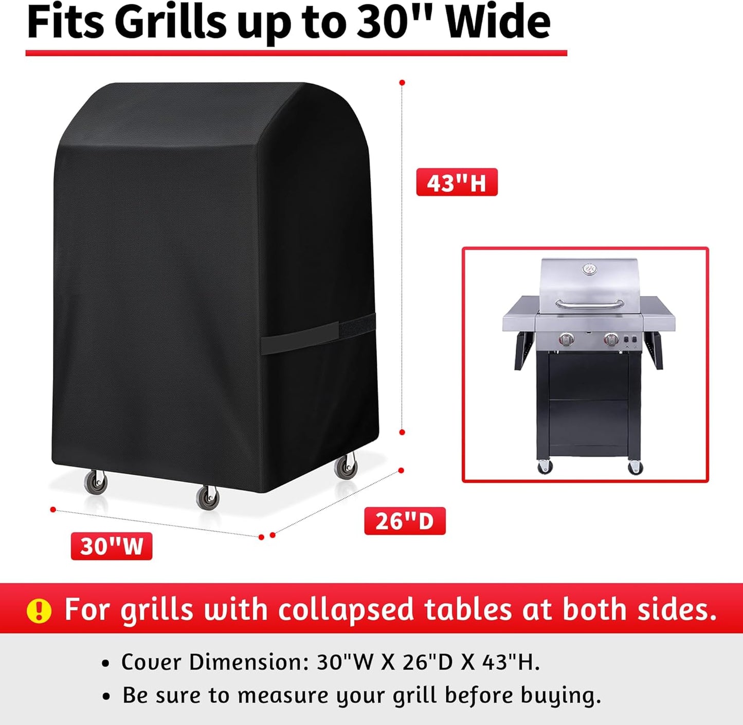 NEXCOVER 30" Waterproof BBQ Grill Cover - UV Resistant & Dustproof Outdoor Barbecue Protection