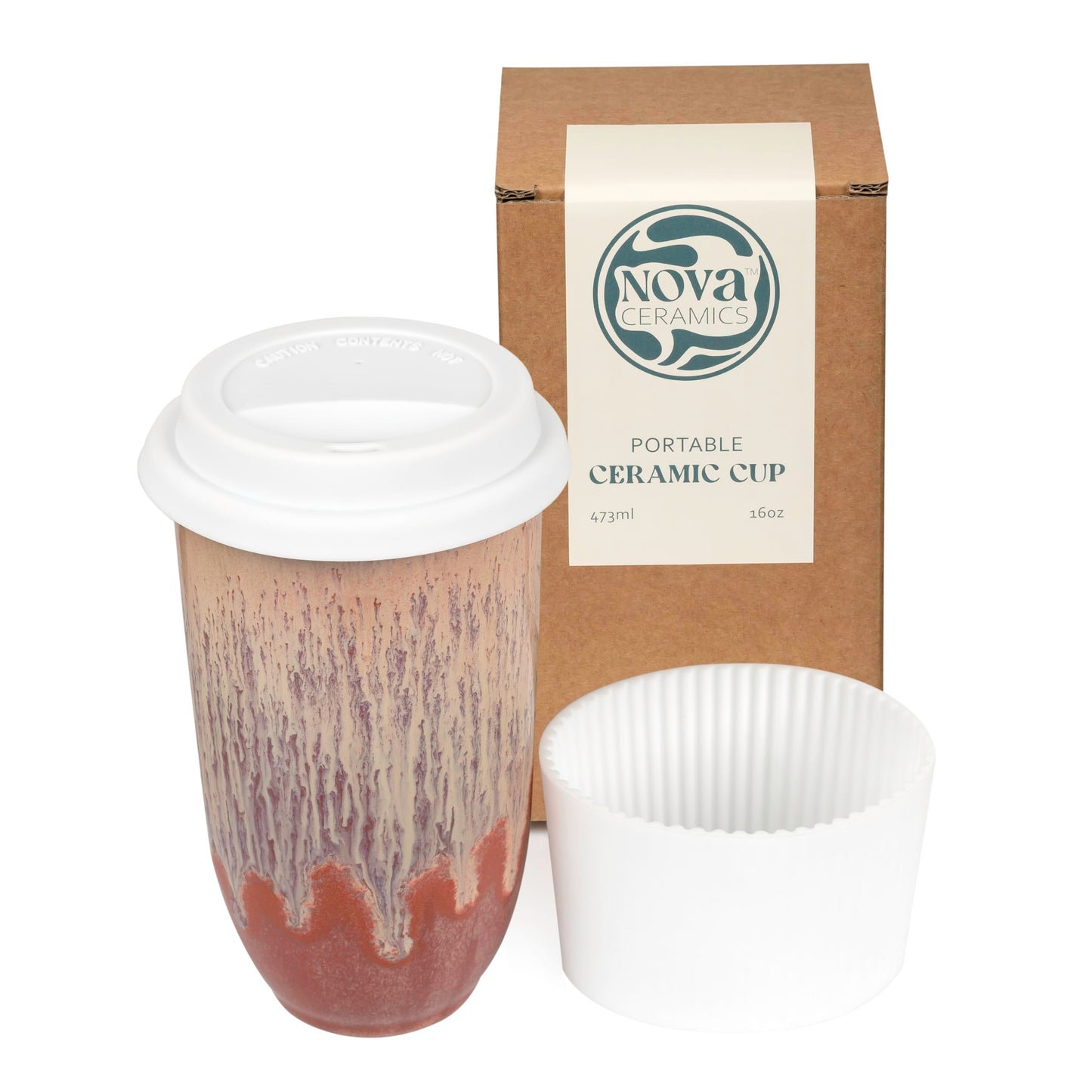 NOVA CERAMICS Travel Coffee Cup– Travel Coffee Tumbler – On the Go Coffee Mug – Microwave & Dishwasher Safe Green CoffeeTumbler - Gifts For Women Men Him Her – 16oz – Jupiter