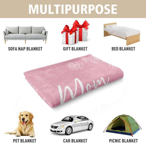 GiltGlimmer Gifts for Mom Mothers Day, Mom Birthday Gifts Blanket, Moms Gift for Women from Daughter Son, We Love You Present for Mother Mommy Christmas 60" x 50", Pink