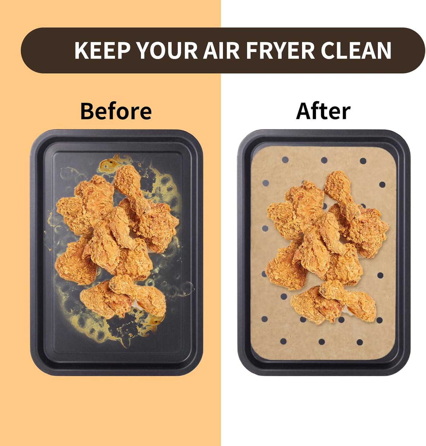 Skiennix Air Fryer Liners - 200 Disposable Non-Stick Parchment Sheets for Ninja Dual Foodi | Rectangular Design