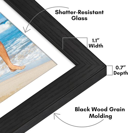 Americanflat 12x18 Poster Frame - Shatter-Resistant Glass for 11x17 or 12x18 Photos - Hudson Collection - Black