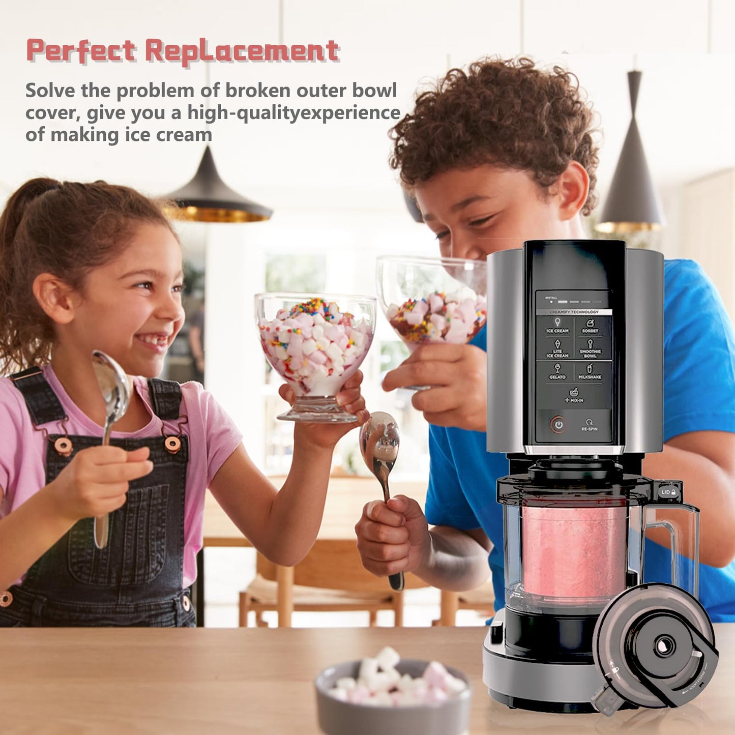 FIIOEOY Outer Bowl Lid Suitable for NC301 Ice Cream Maker, Creami Lid Replacement Compatible with NC299AMZ/NC301/NC300/NC201/NC101 Series (NO Paddle), Reusable, BPA-Free, Dishwasher Safe