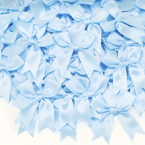 Blue Gift Wrap Bows - 50pcs Elegant Reusable Bows for Gift Wrapping & Party Decor | Light Blue