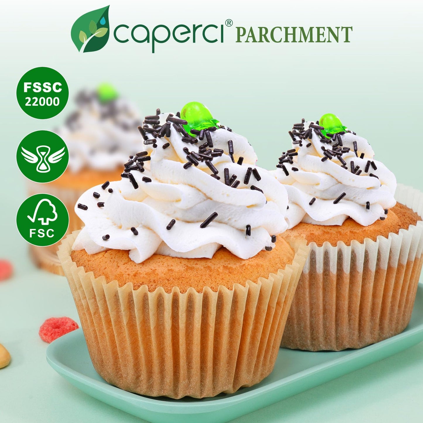 Caperci Parchment 200pcs Jumbo Muffin Liners for Baking - Natural Paper Large Cupcake Liners for Jumbo Muffin Pan, Balanced Non-Stick/Excellent Grease-proof, No Smell, Food Grade (Natural)