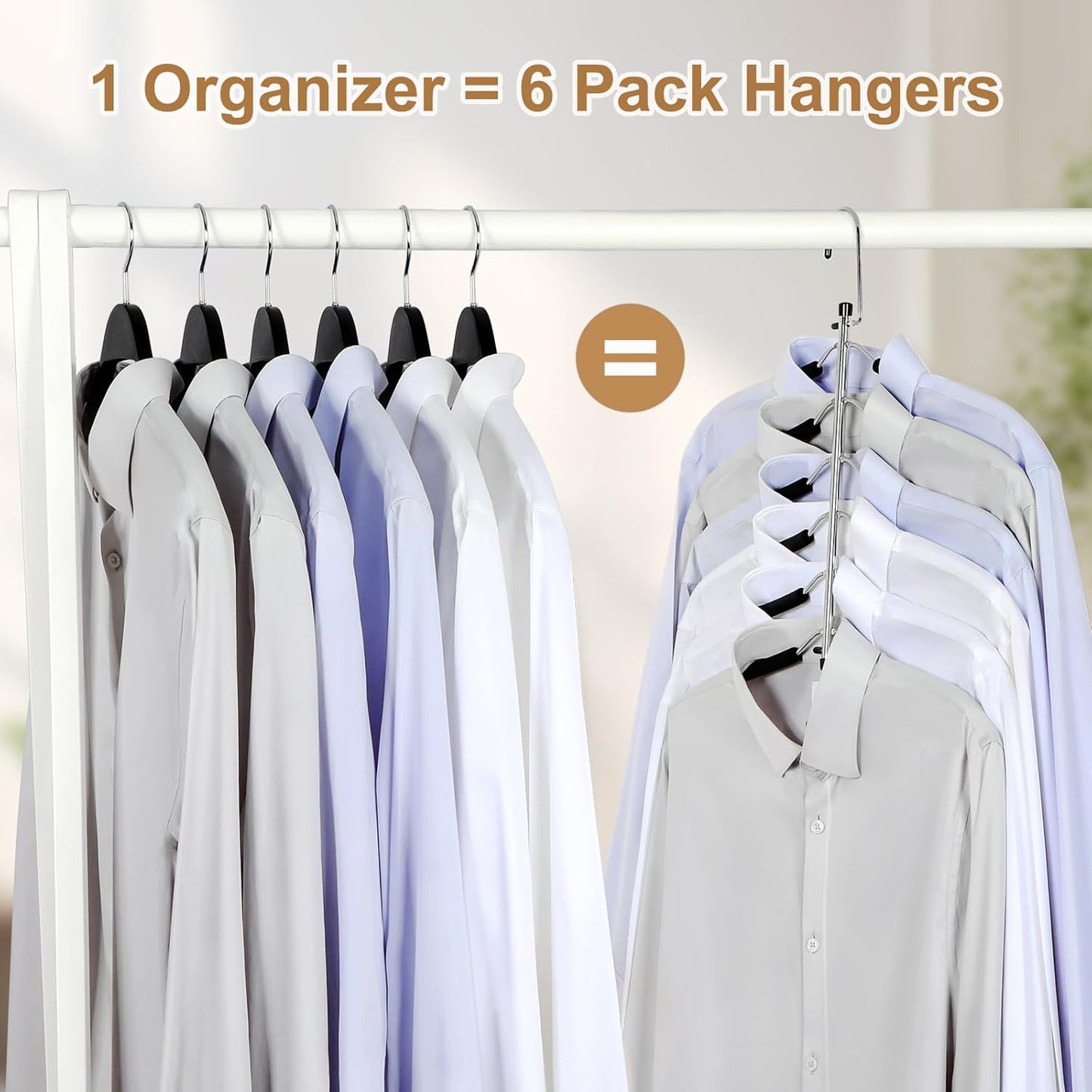TOPIA HANGER Space-Saving Clothes Hangers - 6-Tier No-Slip Foam Padded Design | Closet Organizer for Men & Women (2 Pack)