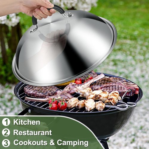 Blackstone Griddle Accessories - 12 Inch Heavy Duty Round Melting Dome & 7" Cast Iron Burger Press | Ideal for Flat Top Grills