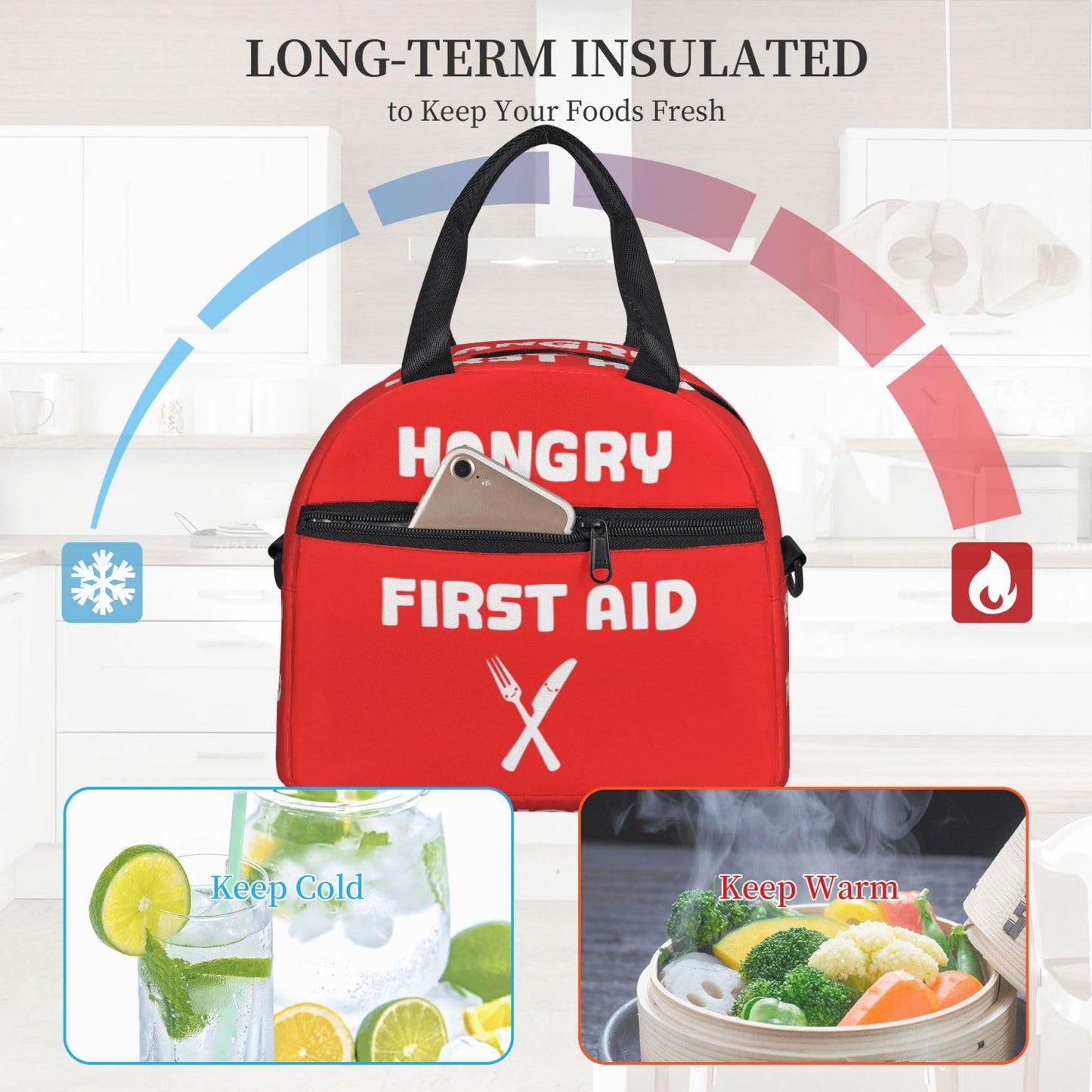 Hangry Insulated Lunch Bag Reusable Lunch Box With Adjustable Shoulder Strap Cooler Tote Bag For Men Women
